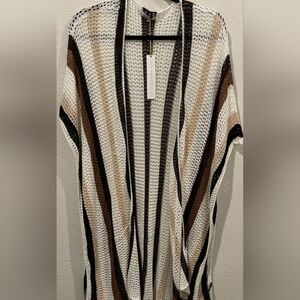 HOUSE OF HARLOW 1960 Cream Pink Crochet Drape Knitted Shawl OS